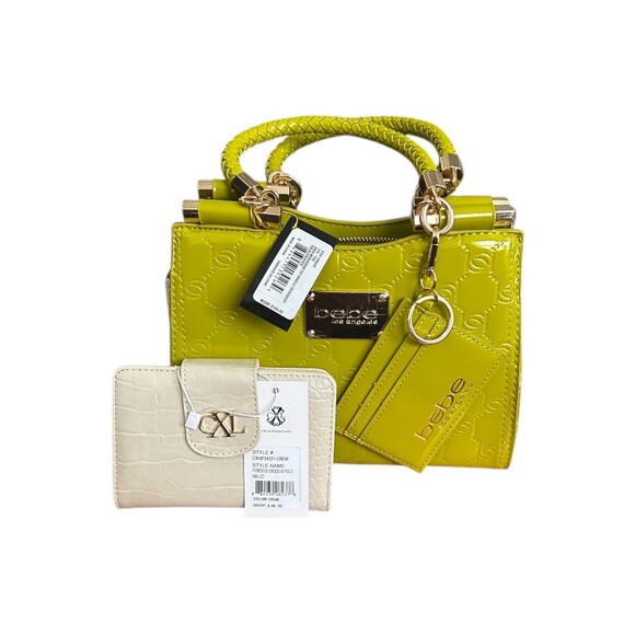 Bebe Dana Seagrass Top Handle Crossbody Purse CXL Christian Lacroix Croco Wallet - Picture 1 of 6